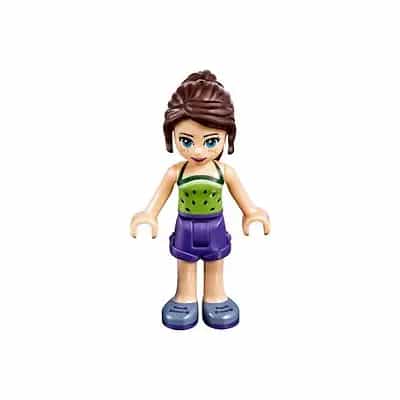 Friends Naomi (Light Nougat) - Lime Halter Top with Dark Green Dots, Dark Purple Shorts, Sand Blue Shoes