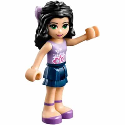 Friends Emma - Dark Blue Layered Skirt, Lavender Top with Flowers, Lavender Bow