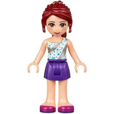 Friends Mia - Dark Purple Skirt, White One Shoulder Top with Stars