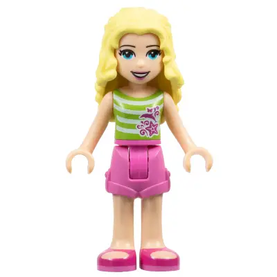 Friends Liza - Dark Pink Shorts, Green Top with White Stripes