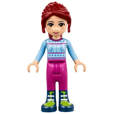Friends Mia - Magenta Trousers, Bright Light Blue Snowflake Sweater Top