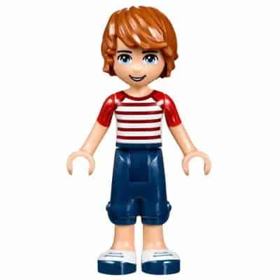 Friends Julian - Dark Blue Cropped Trousers, Red Striped Top