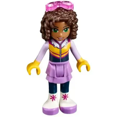 Friends Andrea - Medium Lavender Skirt, Ski Vest, Glasses