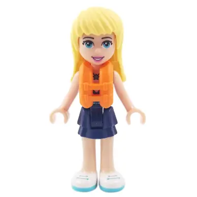 Friends Stephanie - Dark Blue Layered Skirt, Medium Azure and Dark Purple Top, Life Jacket