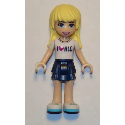 Friends Stephanie - Dark Blue Layered Skirt, White T-Shirt with 'I Heart HLC' Pattern