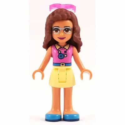 Friends Olivia (Nougat) - Bright Light Yellow Skirt, Dark Pink Top, Sunglasses