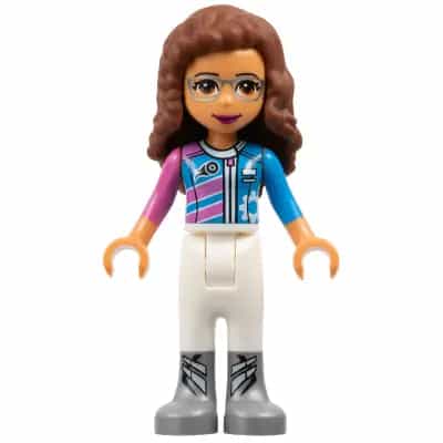 Friends Olivia (Nougat) - White Trousers, Dark Pink and Dark Azure Racing Jacket