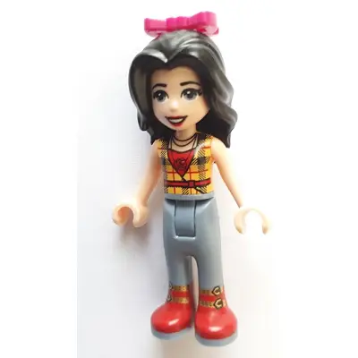 Friends Vicky - Trousers with Red Boots, Red Shirt with Bright Light Orange Top, Black Hair, Bow