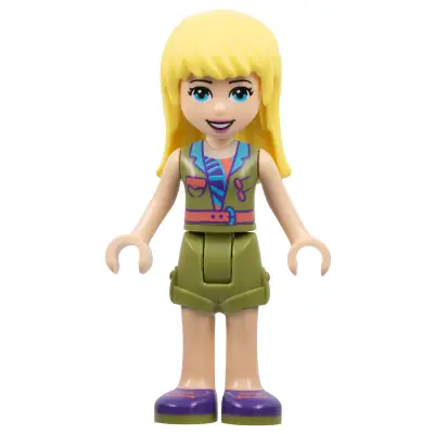 Friends Stephanie - Olive Green Shorts and Top, Dark Purple Shoes