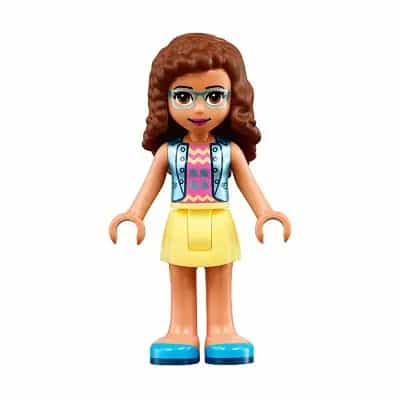 Friends Olivia (Nougat) - Bright Light Yellow Skirt, Dark Pink Top with Blue Jacket