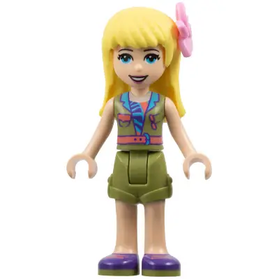 Friends Stephanie - Olive Green Shorts and Top, Dark Purple Shoes, Flower