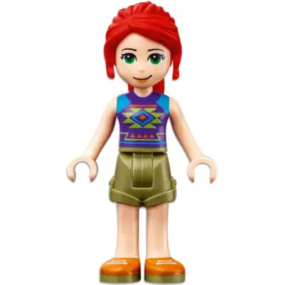 Friends Mia - Olive Green Shorts, Dark Purple Top with Diamonds and Triangles