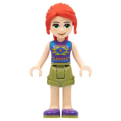 Friends Mia - Olive Green Shorts, Dark Purple Shoes and Top with Diamonds and Triangles