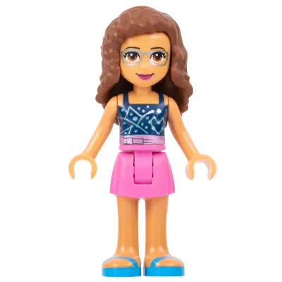 Friends Olivia (Nougat) - Dark Pink Skirt, Dark Blue Top with Constellations