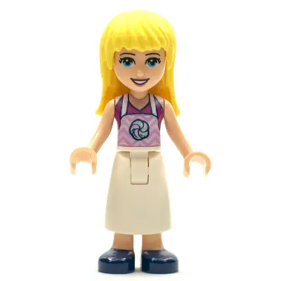 Friends Stephanie - White Long Skirt, Magenta Top with Apron