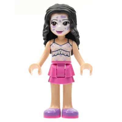 Friends Emma - Dark Pink Skirt, White Ruffled Tank Top, Face Paint
