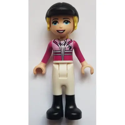 Friends Stephanie - White Riding Pants, Magenta Jacket, Riding Helmet with Bright Light Yellow Ponytail