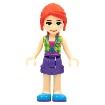 Friends Mia - Lime Plaid Shirt, Dark Purple Shorts