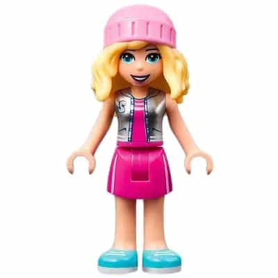 Friends Stephanie - Magenta Skirt and Top with Silver Vest, Bright Pink Hat
