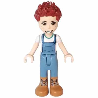 Friends Daniel - Medium Nougat Boots, Sand Blue Overalls, White Top