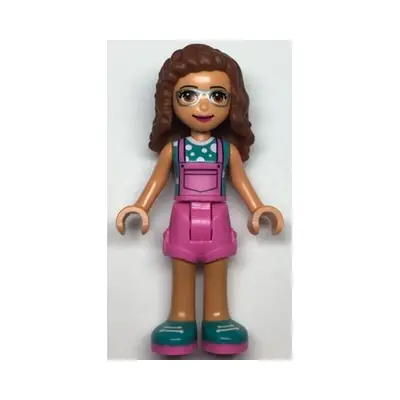 Friends Olivia (Nougat) - Dark Pink Overalls, Dark Turquoise Top