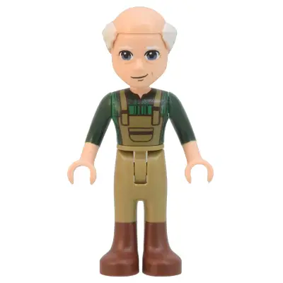 Friends Marcel - Dark Green Plaid Shirt and Overalls, Dark Tan Pants with Boots