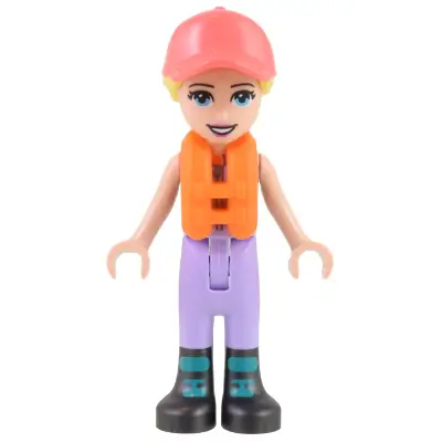 Friends Stephanie - Lavender Sailing Outfit, Coral Cap, Orange Life Jacket