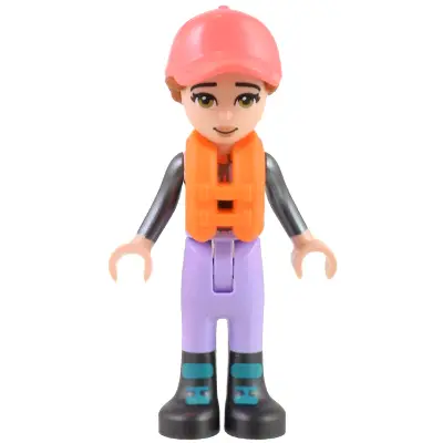 Friends Capt. Maxine - Lavender Sailing Outfit, Coral Cap, Orange Life Jacket
