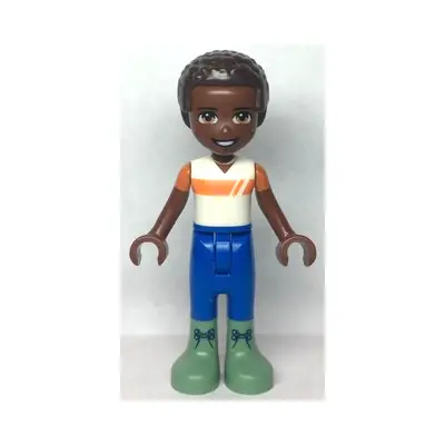Friends Elijah - White and Orange Shirt, Blue Trousers, Sand Green Boots