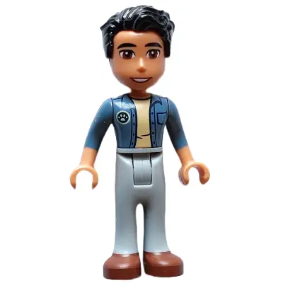 Friends Dr. Marlon - Sand Blue Unbuttoned Shirt, Light Bluish Gray Trousers, Reddish Brown Shoes