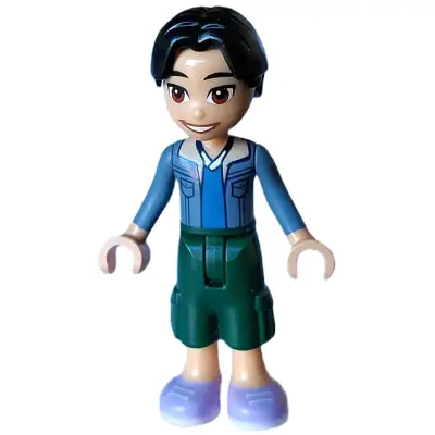Friends Niko - Sand Blue Jacket, Blue Shirt, Dark Green Cropped Trousers, Lavender Shoes
