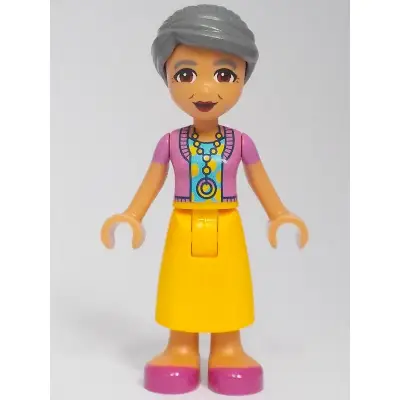 Friends Abuelita - Dark Pink Sweater Vest, Bright Light Orange Long Skirt, Magenta Shoes