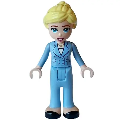 Friends Stephanie (Adult) - Bright Light Blue Suit with Pockets and Buttons, Black Shoes