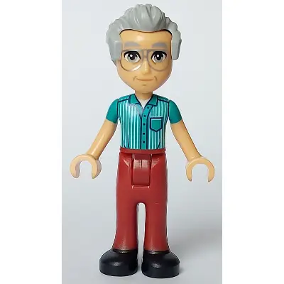 Friends Stanley - Dark Turquoise Shirt, Dark Red Trousers, Black Shoes, Silver Glasses