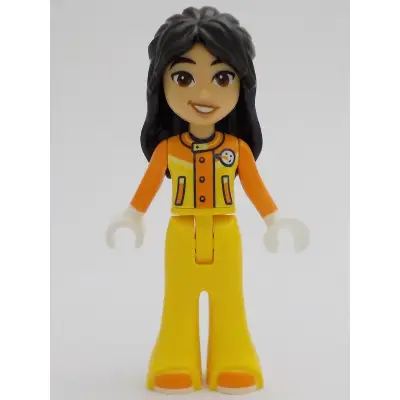 Friends Liann - Orange and Yellow Ski Suit / Jacket, Trousers Bell-Bottoms, Orange Shoes