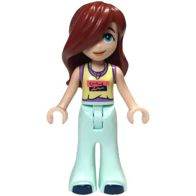 Friends Paisley - Bright Light Yellow and Medium Lavender Tank Top, Light Aqua Trousers Bell-Bottoms, Dark Blue Shoes