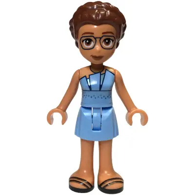 Friends Olivia (Adult) - Bright Light Blue Dress, Black Sandals