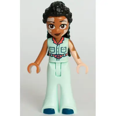 Friends Jordin - Light Aqua Jumpsuit Bell-Bottoms, Dark Blue Shoes