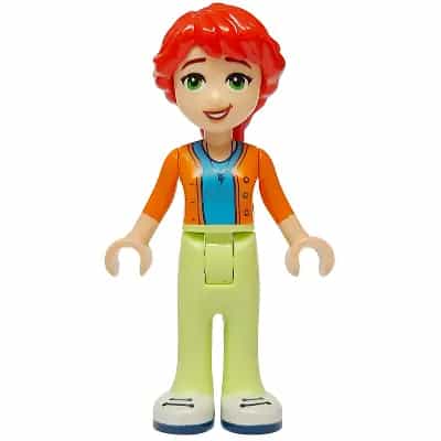 Friends Mia (Adult) - Dark Azure Shirt, Orange Sweater, Yellowish Green Pants, White Shoes with Dark Blue Soles and Laces
