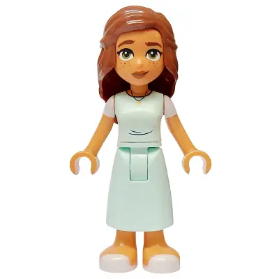 Friends Mary Joy - Light Aqua Scrubs Dress with White Short Sleeves, White Sandals