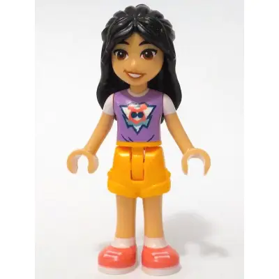 Friends Liann - Medium Lavender Top, Bright Light Orange Shorts, Coral Shoes