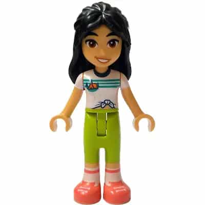 Friends Liann - White Knotted T-Shirt with Tent, Lime Trousers, Coral Shoes