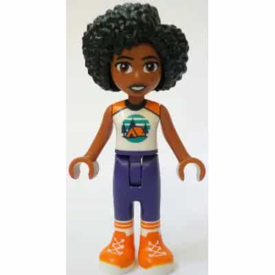 Friends Jamila - White Sleeveless Top with Tent, Dark Purple Trousers, Orange Shoes