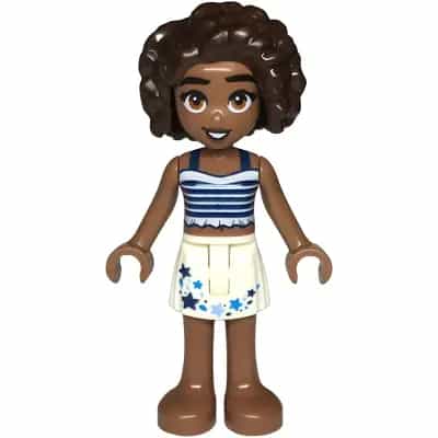 Friends Aliya - Dark Blue Top, White Skirt with Stars