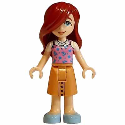 Friends Paisley - Bright Pink Tank Top, Nougat Skirt Mid-Length, Bright Light Blue Shoes