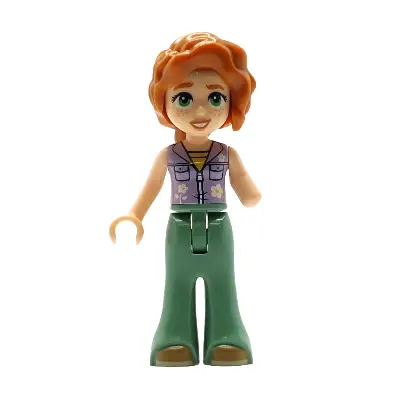 Friends Autumn - Lavender Sleeveless Jacket with Flowers, Sand Green Trousers Bell-Bottoms, Medium Nougat Shoes, Dark Orange Hair Wavy