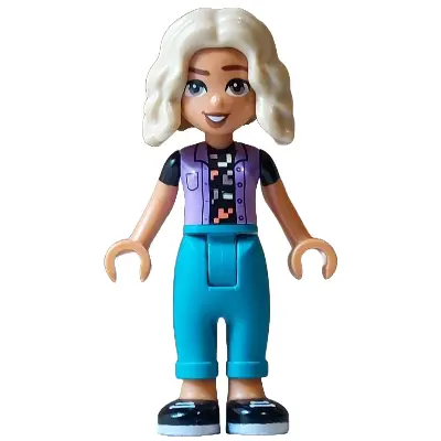 Friends Nova - Medium Lavender Vest over Black Shirt, Dark Turquoise Trousers, Tan Hair