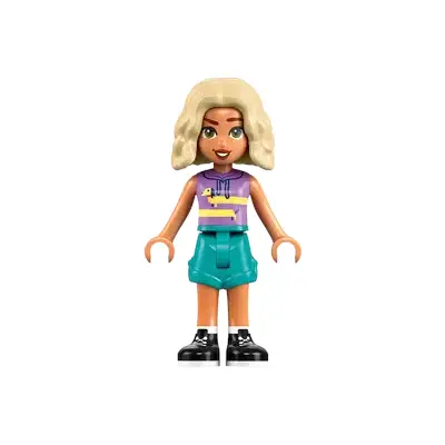 Friends Nova - Medium Lavender Sleeveless Hoodie with Dachshund, Dark Turquoise Shorts, Black Boots