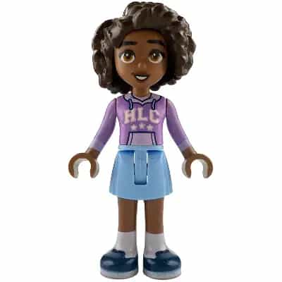 Friends Aliya - Medium Lavender Hoodie, Bright Light Blue Skirt, Dark Blue Shoes