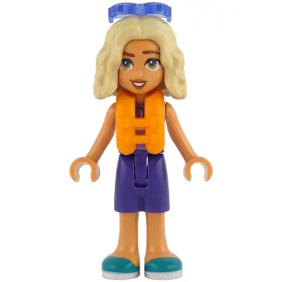 Friends Nova - Medium Lavender Sleeveless Hoodie with Dachshund, Dark Purple Shorts, Dark Turquoise Shoes, Orange Life Jacket, Trans-Purple Sunglasses